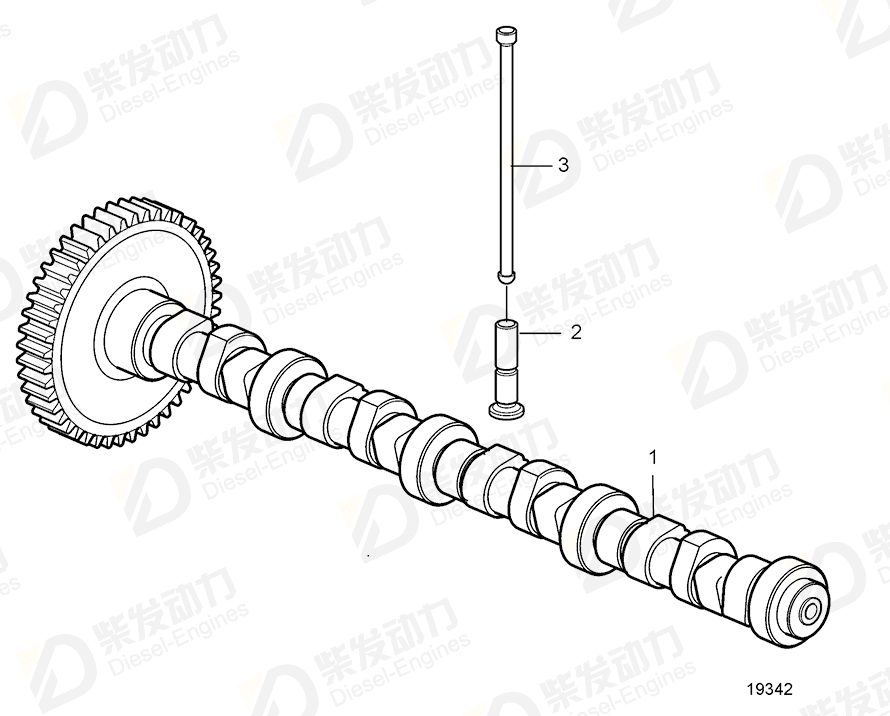 volvo penta Camshaft 20500046 Drawing